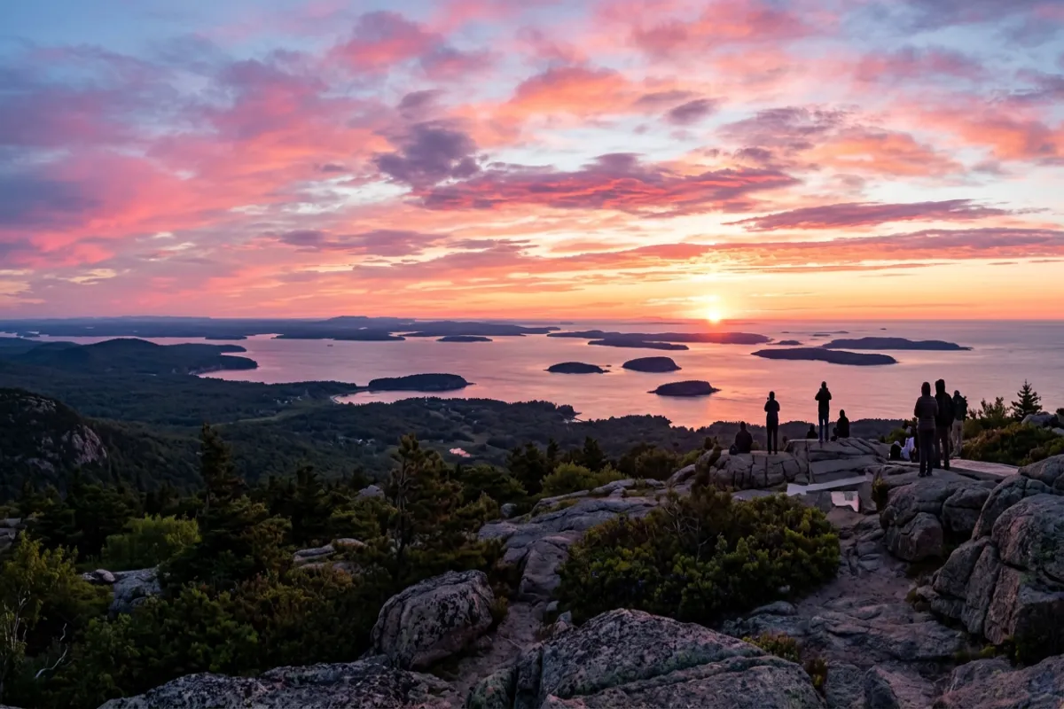 Acadia itinerary highlight - sunrise from Cadillac Mountain