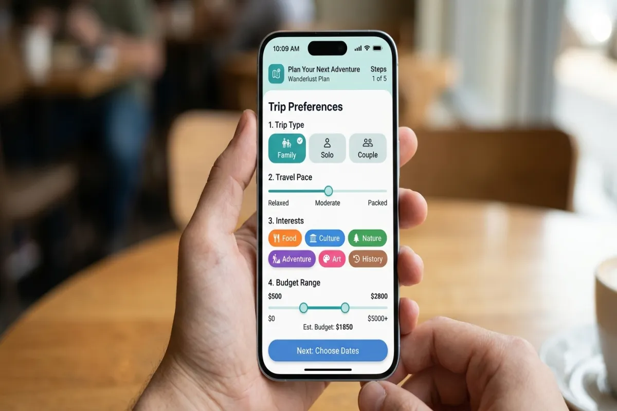 Setting travel preferences in Yopki AI trip planner