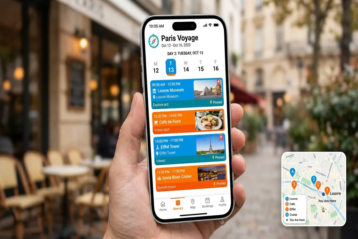Yopki AI travel planner generating a 5-day Paris itinerary