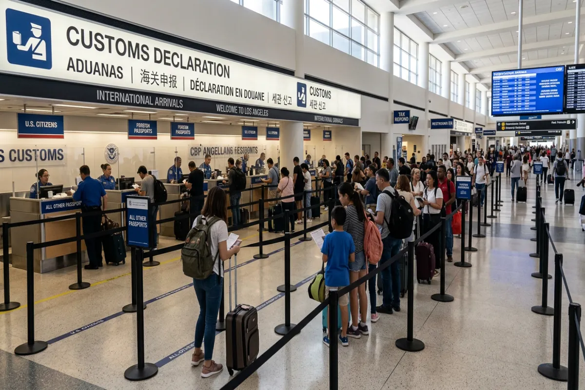Airport customs area - going through customs on a layover