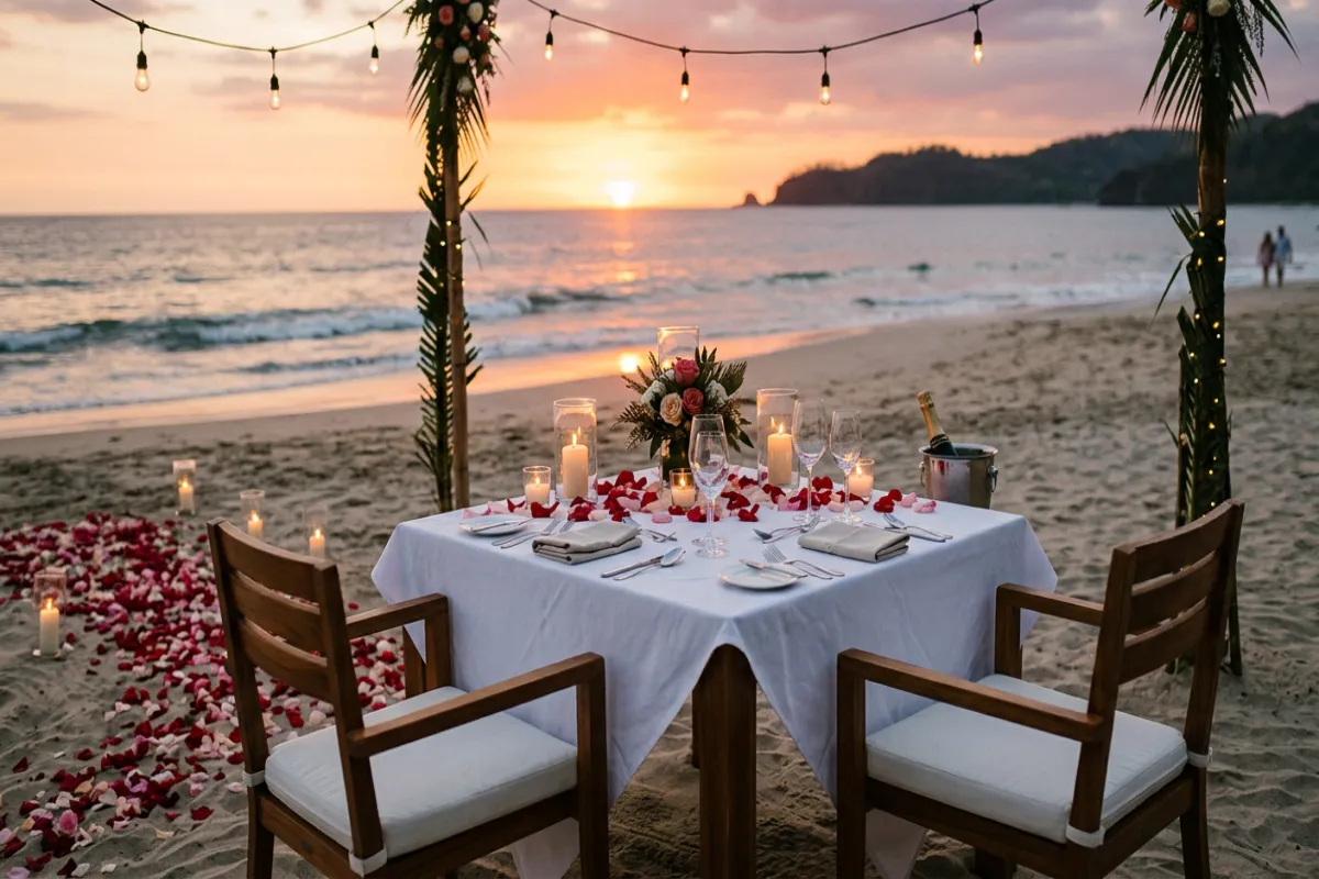 Romantic beach dinner for two - making your honeymoon special