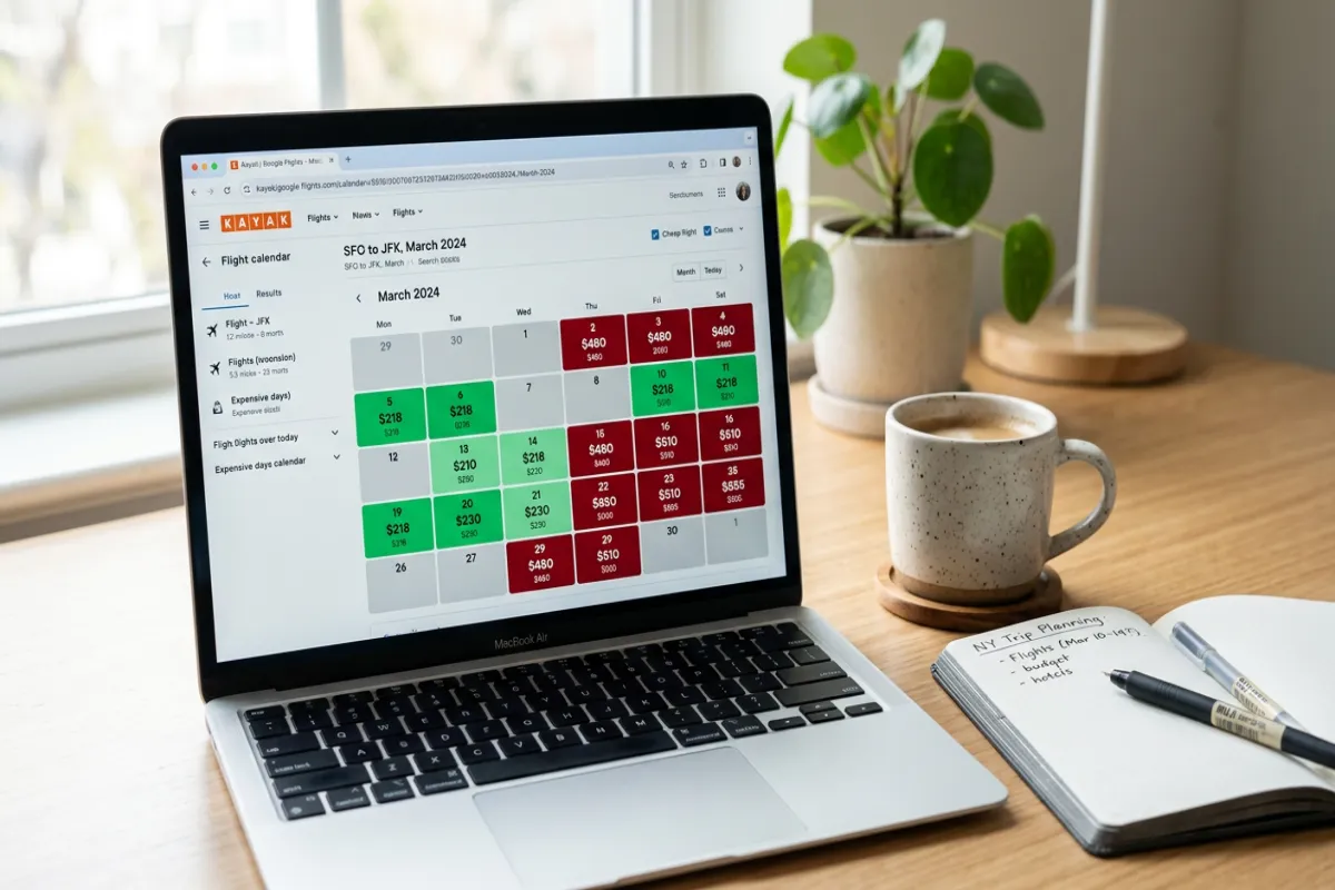 Flight price calendar showing best times to book