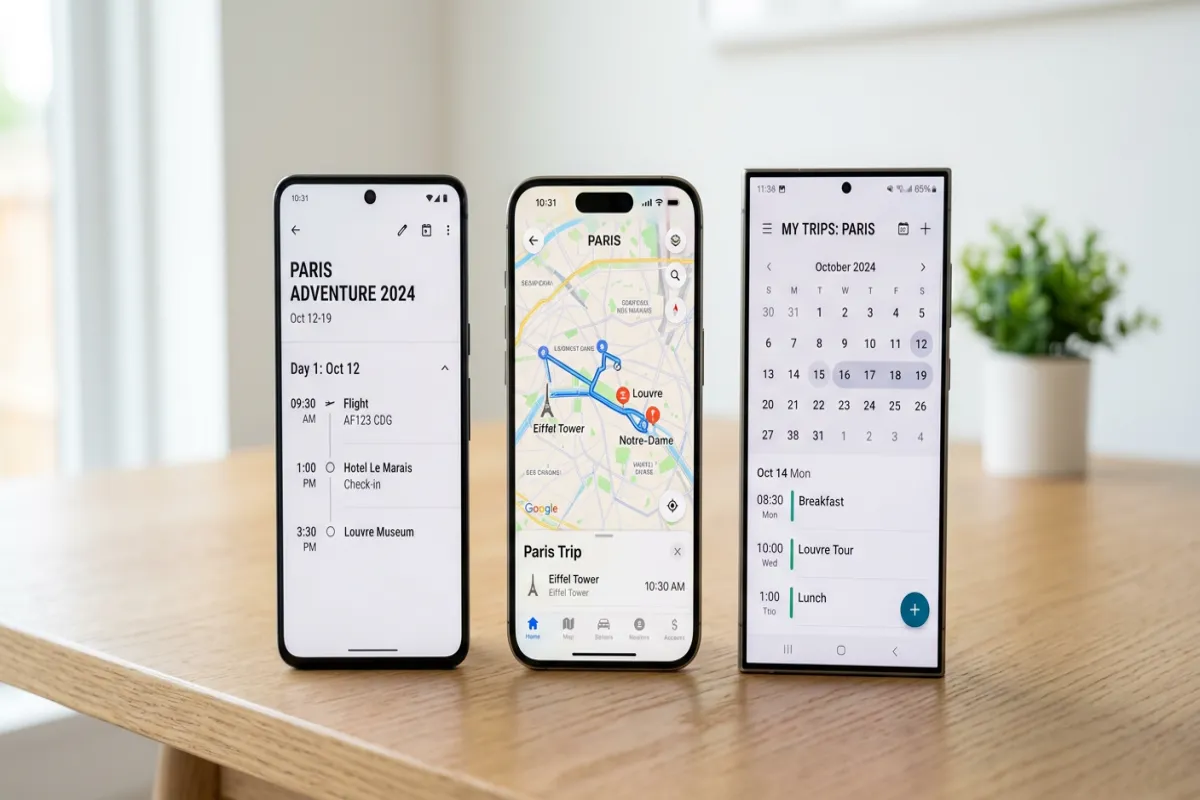 Best travel planning apps compared on three phones