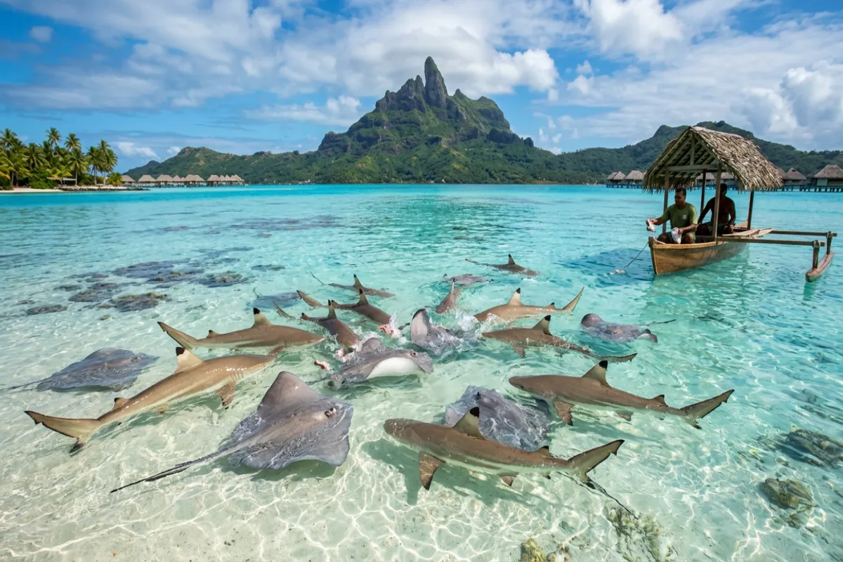 Bora Bora itinerary highlight - shark and ray snorkeling in the lagoon