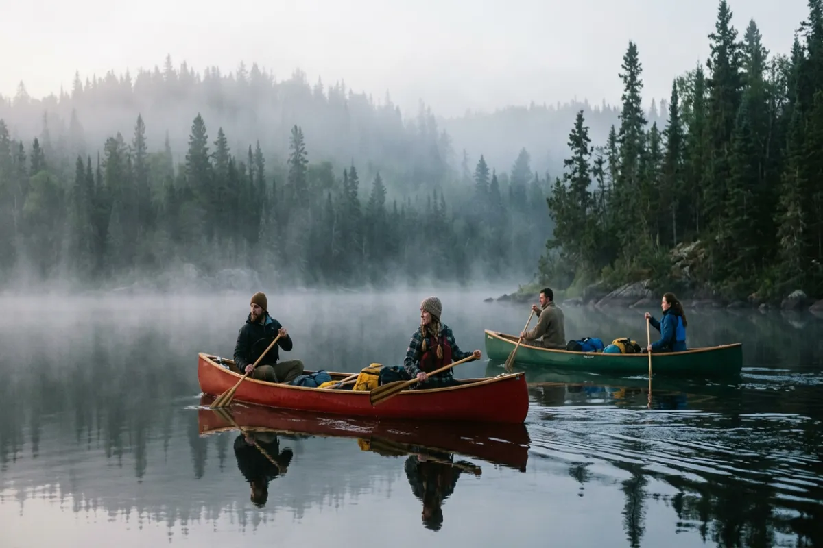 Boundary Waters itinerary - canoeing through morning mist