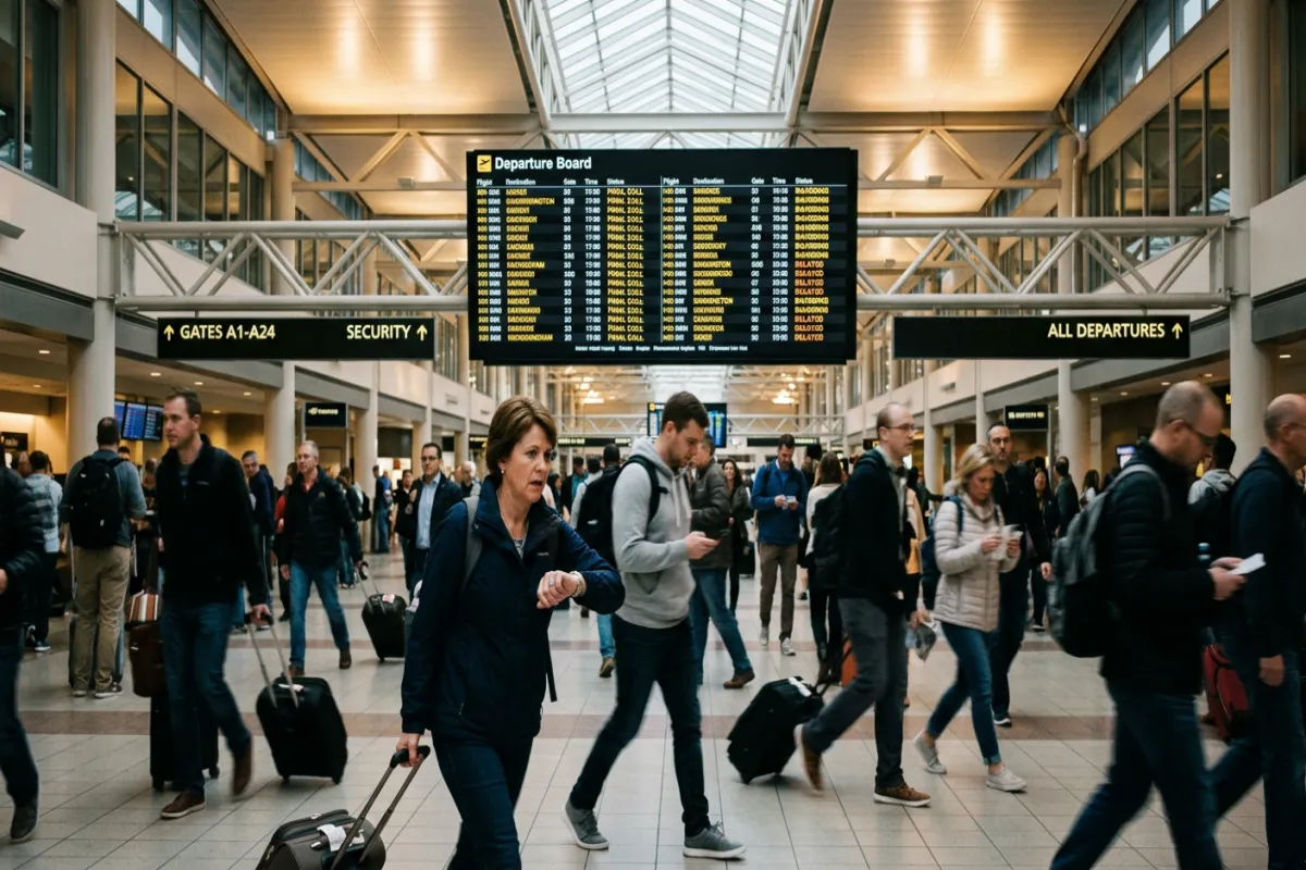 Busy airport terminal - timing your layover