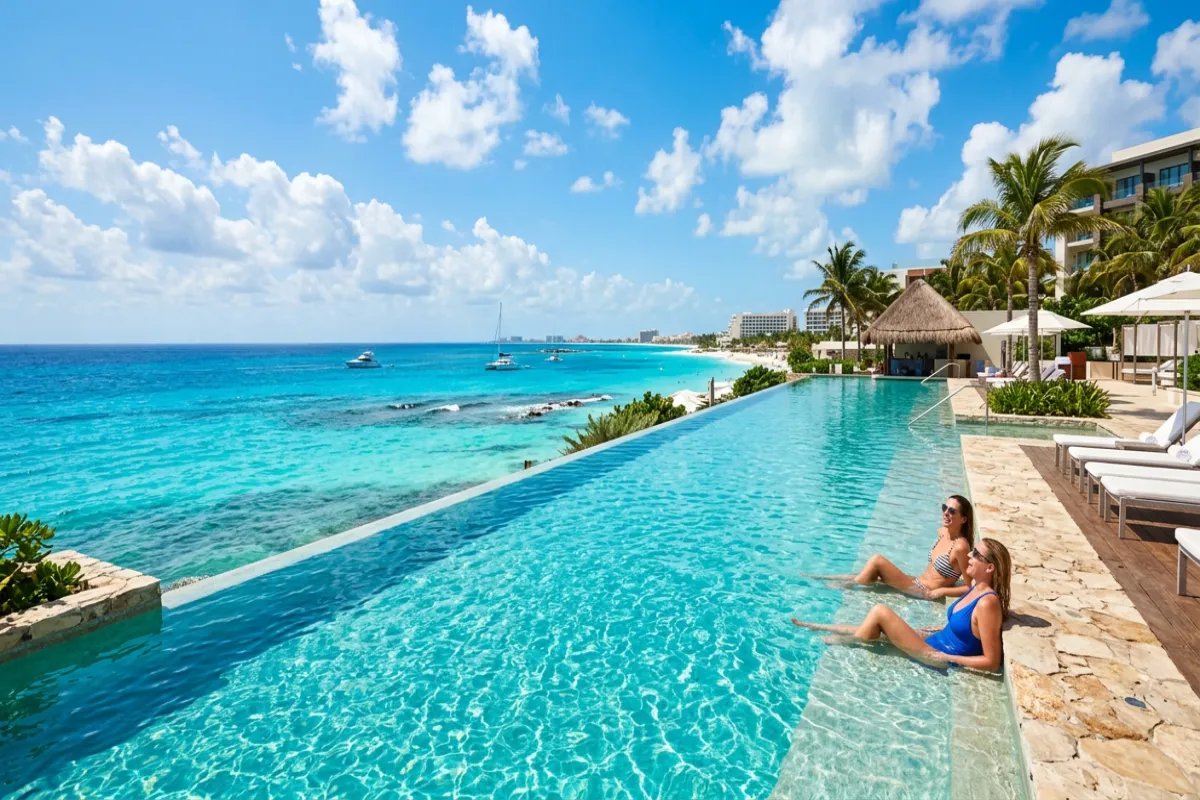 Where to stay in Cancun - resort infinity pool overlooking the Caribbean