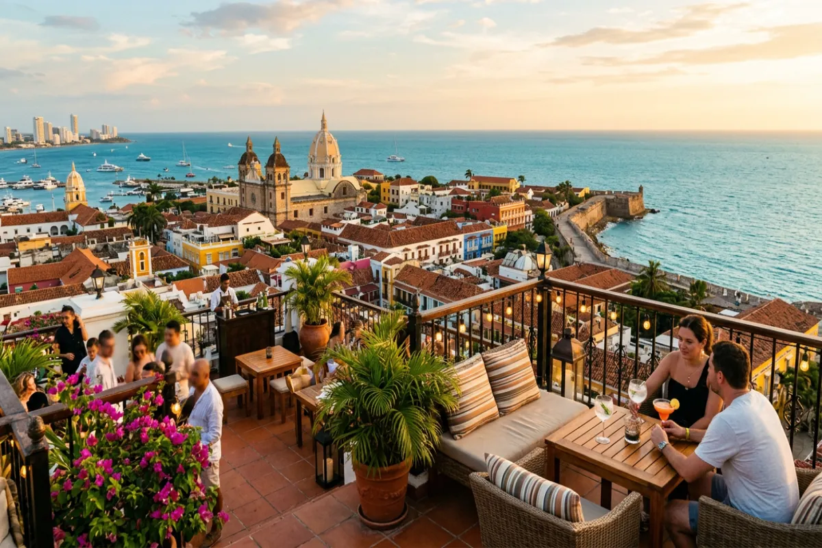 Where to stay in Colombia - rooftop views in Cartagena's walled city