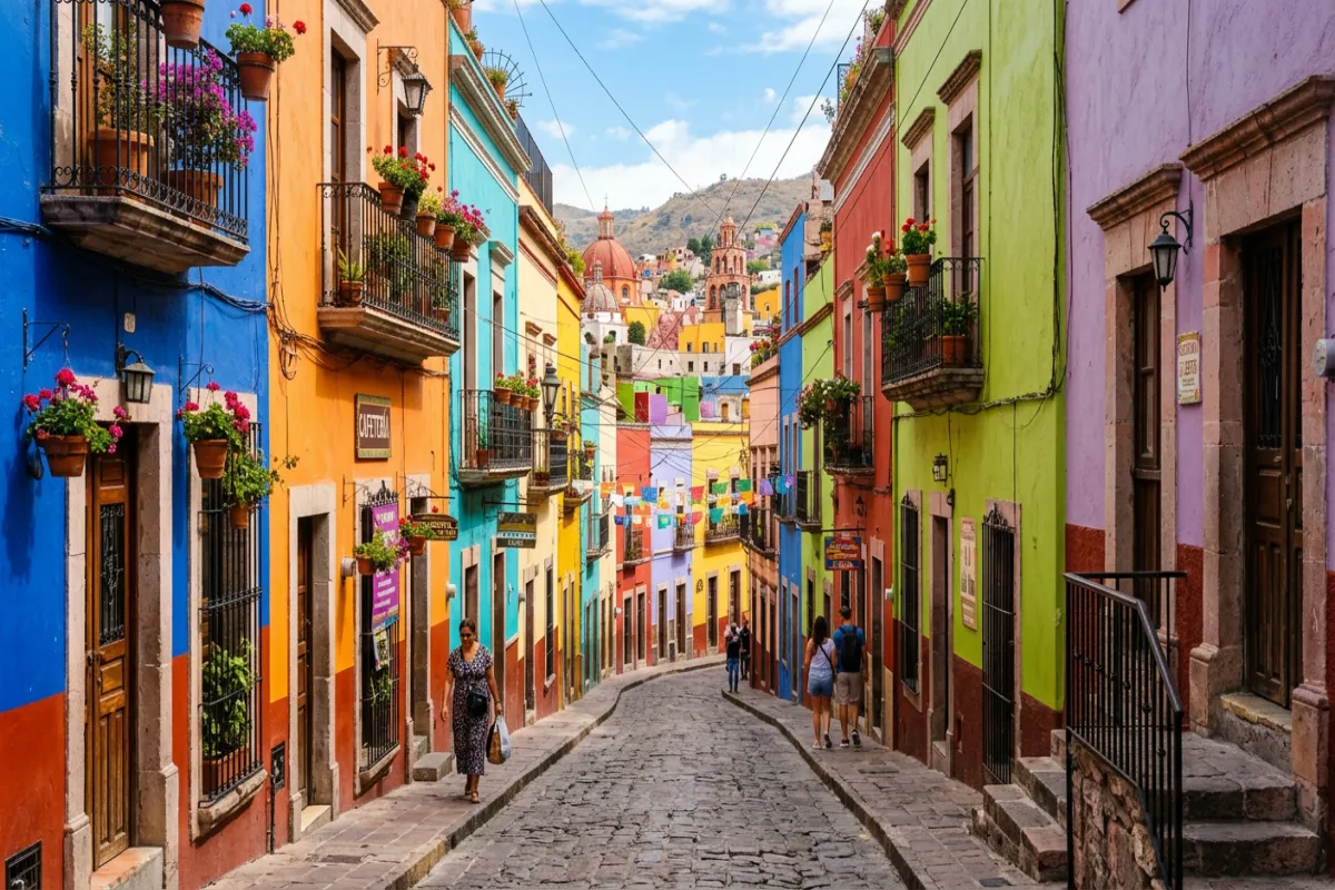 Colorful Guanajuato streets Mexico - exploring safely
