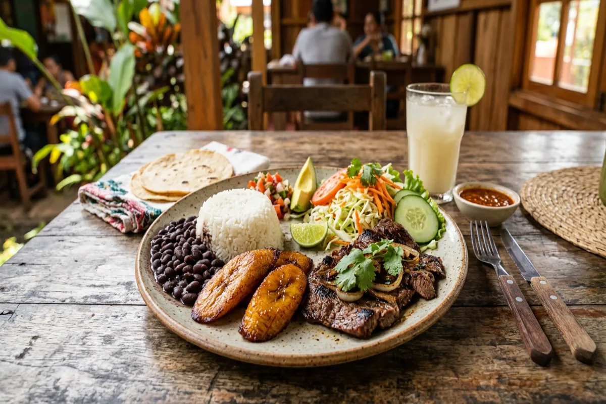Costa Rican casado plate - food in Costa Rica