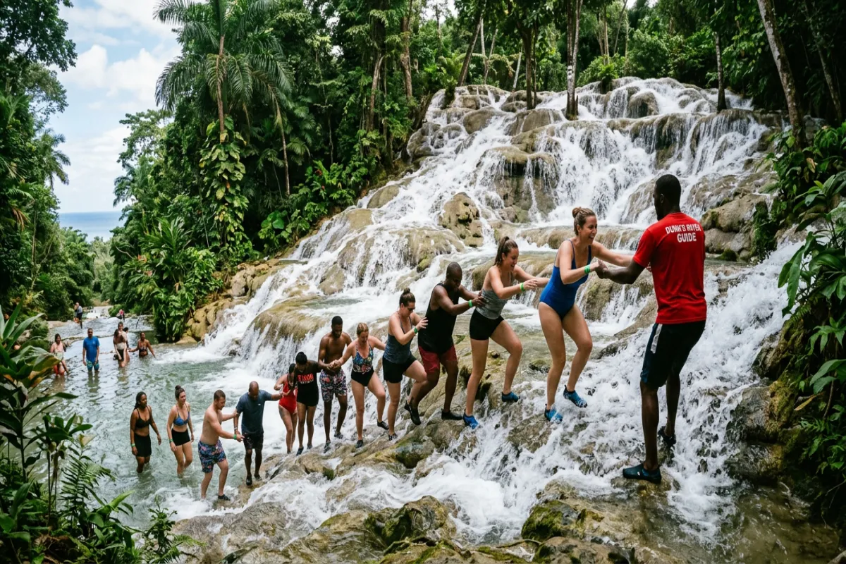 Climbing Dunn's River Falls - must-do Jamaica experiences
