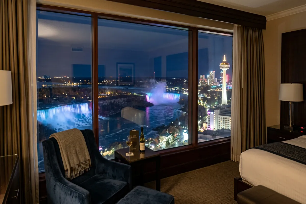 Fallsview hotel room overlooking Niagara Falls - where to stay