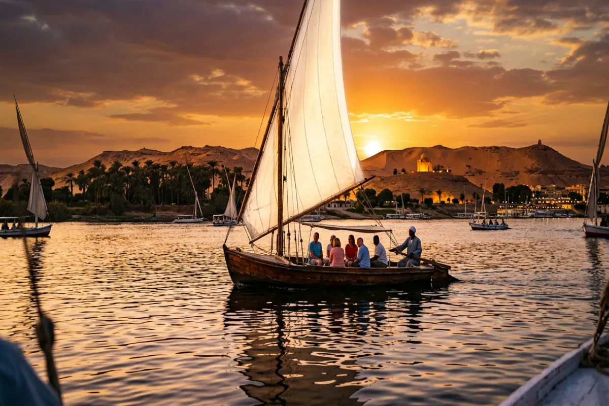 Felucca on the Nile at sunset - Egypt Nile cruise