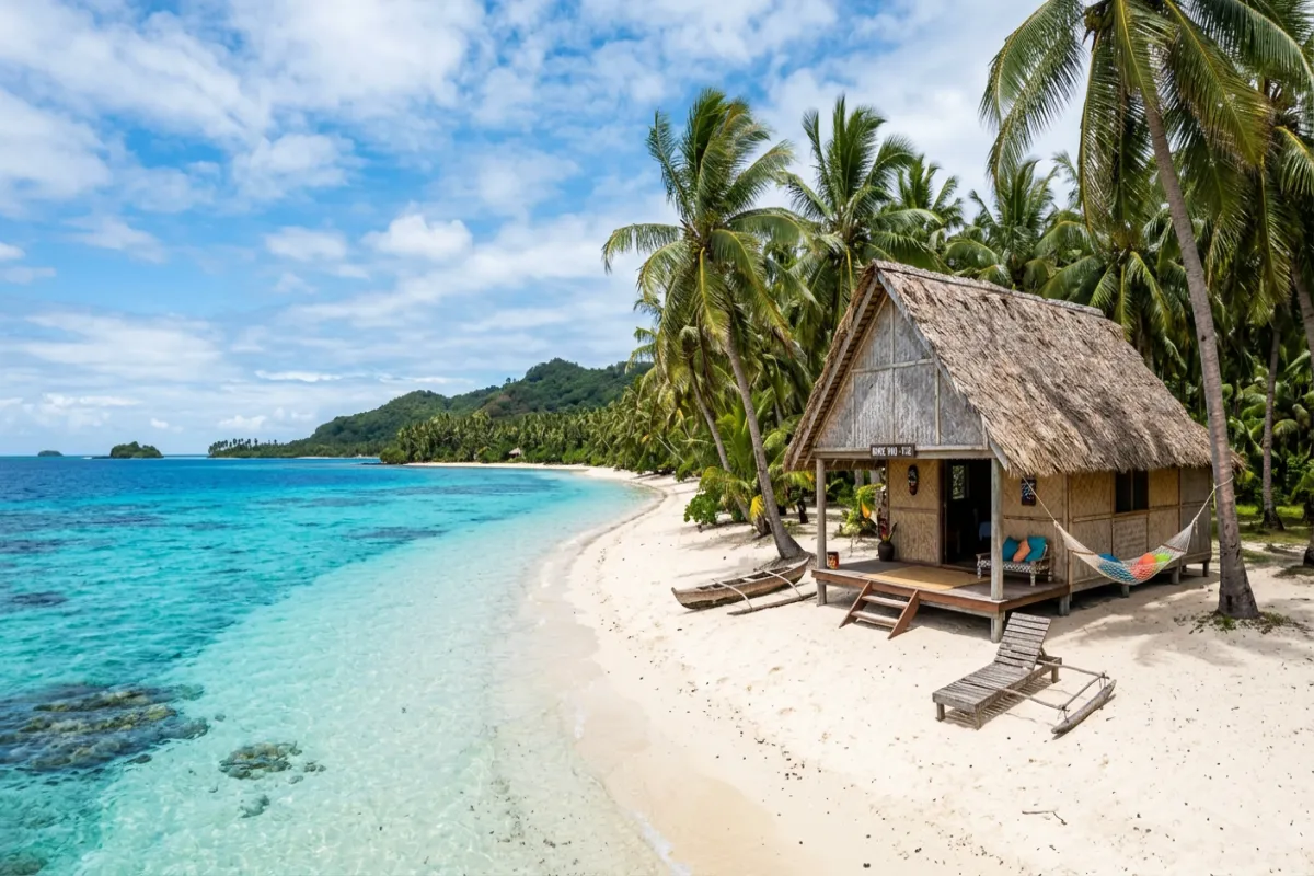 Where to stay in Fiji - traditional bure hut on a private island