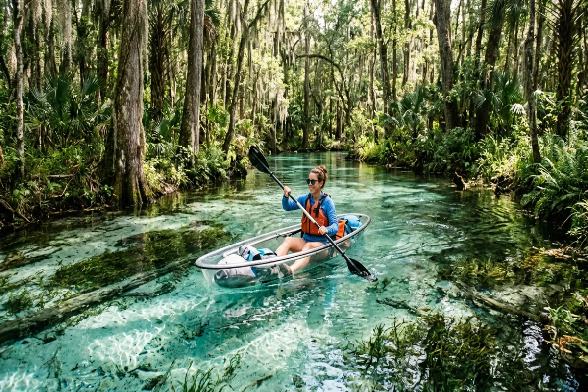Florida itinerary highlight - kayaking in crystal clear natural springs