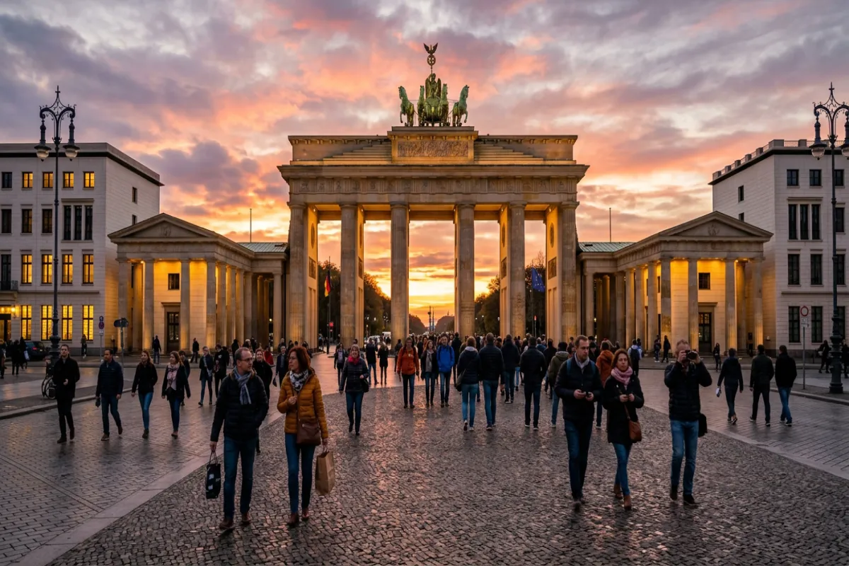 Germany itinerary highlight - Brandenburg Gate in Berlin at sunset