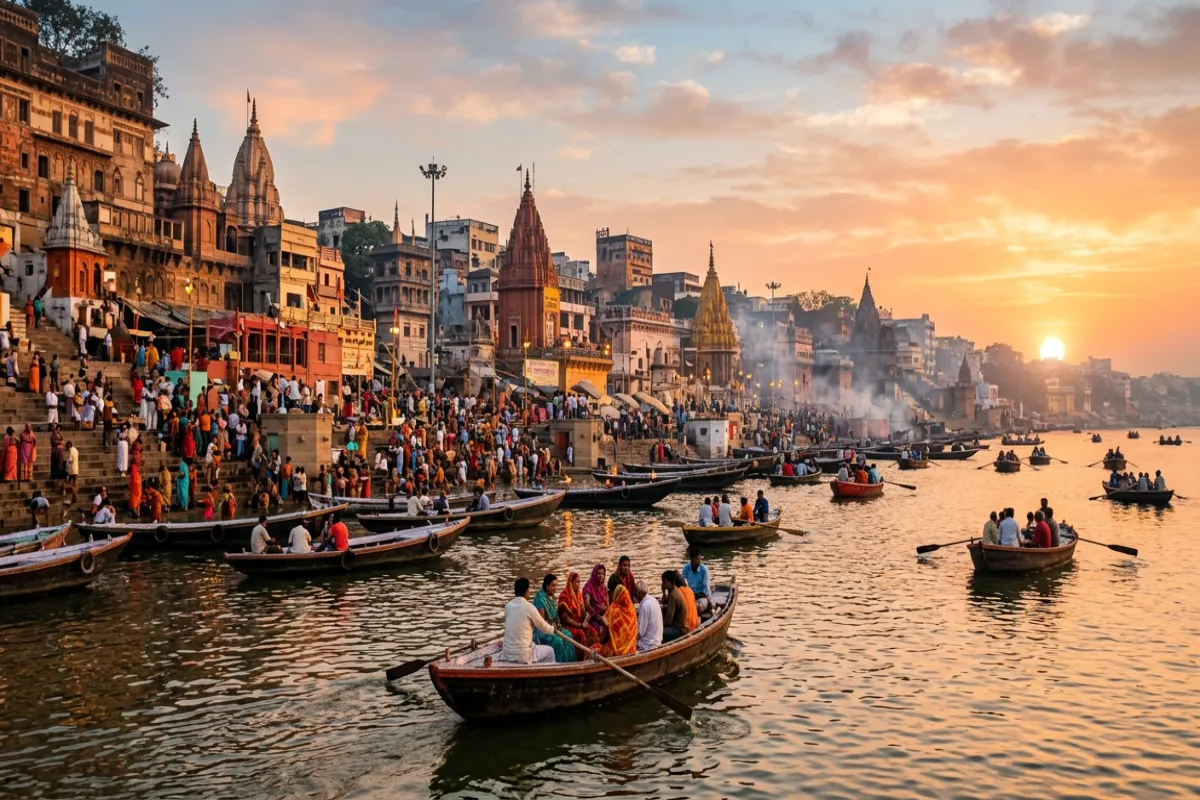 India itinerary highlight - sunrise on the Ganges at Varanasi