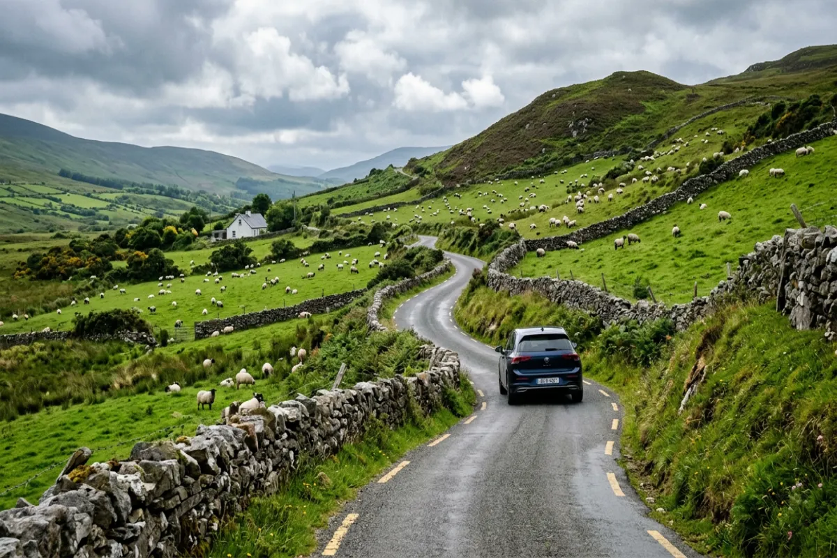 Irish country road driving - getting around Ireland