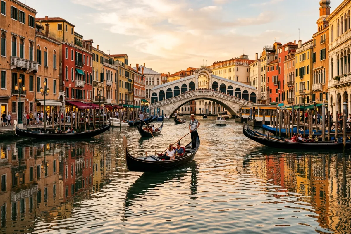 Venice Grand Canal with gondolas - Italy travel itinerary