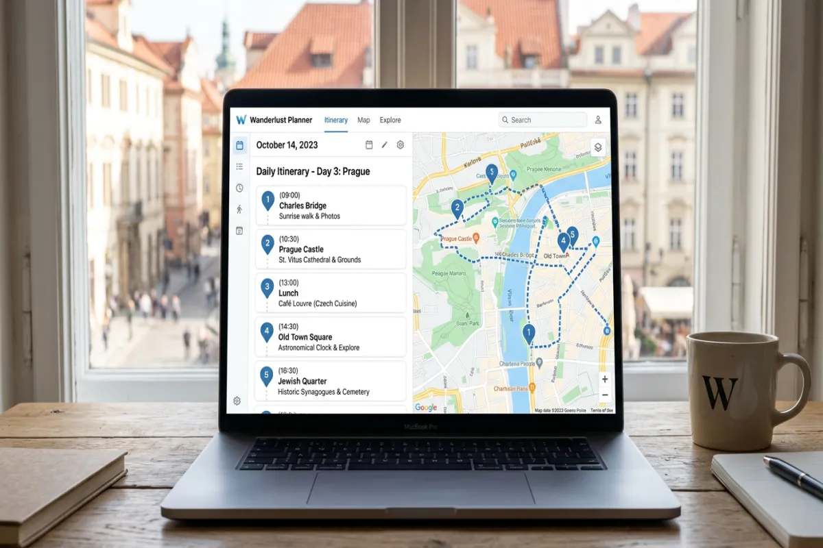 Yopki itinerary map view showing activity locations and route