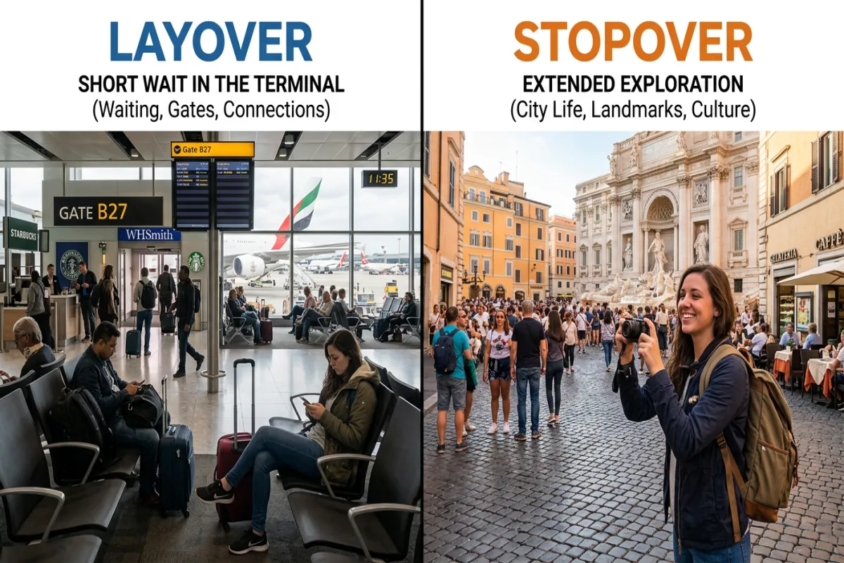 Airport vs city exploration - layover vs stopover difference