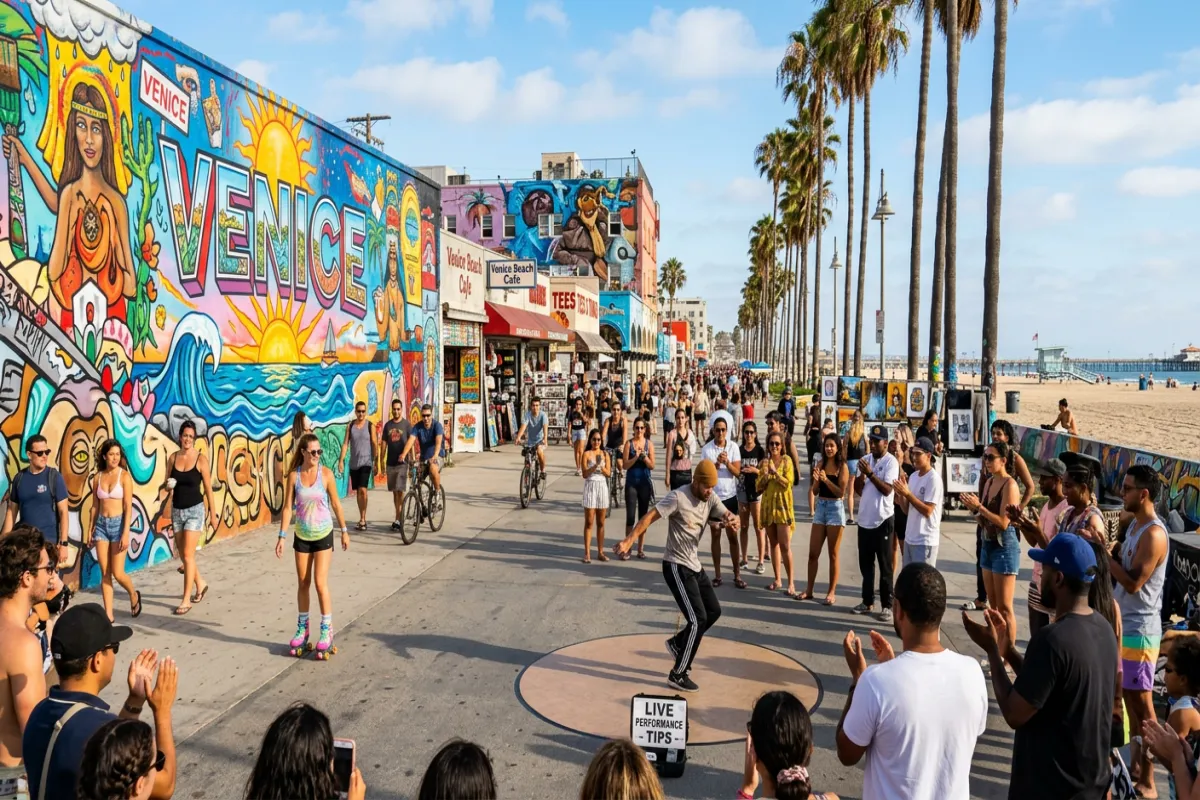 Where to stay in Los Angeles - Venice Beach boardwalk
