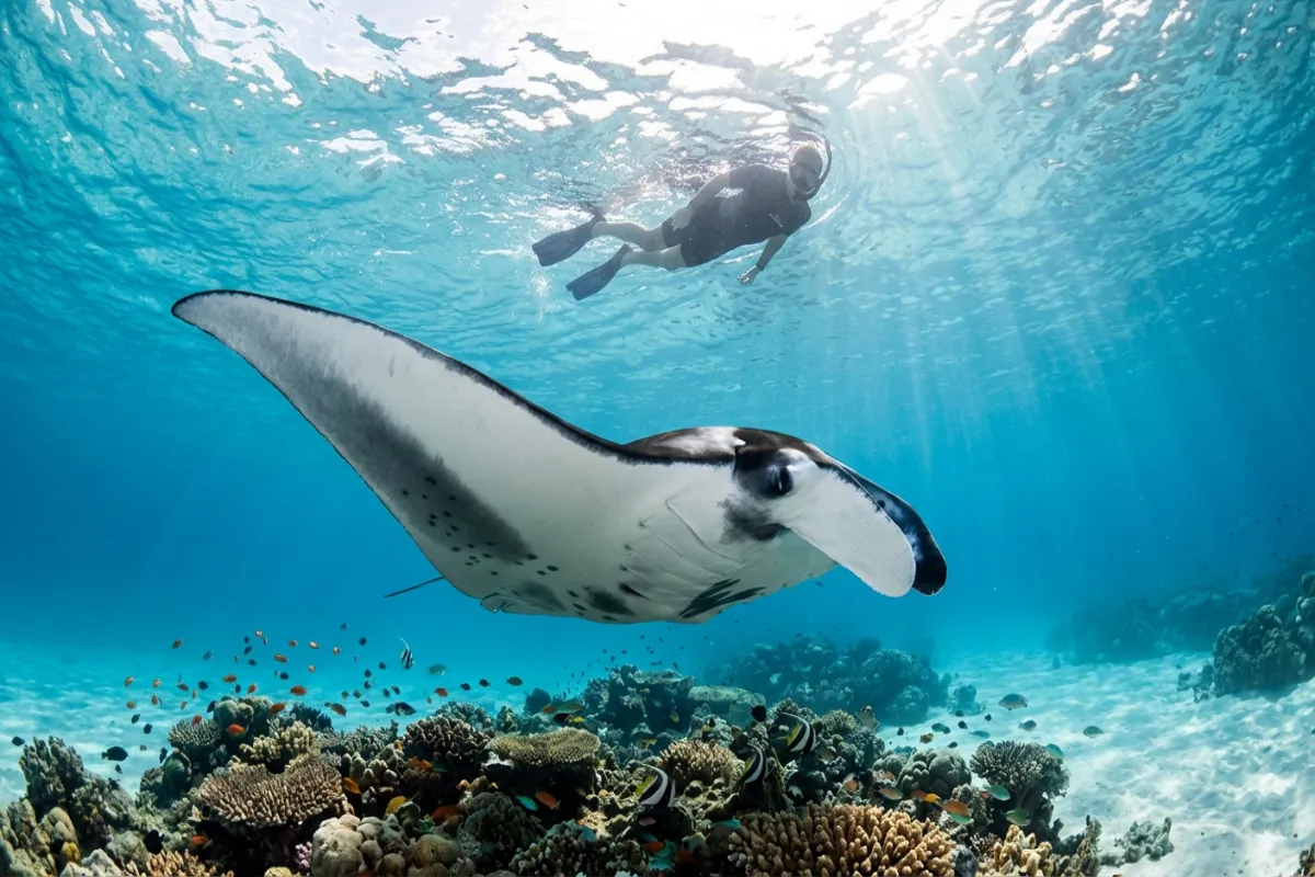 Maldives itinerary highlight - snorkeling with manta rays
