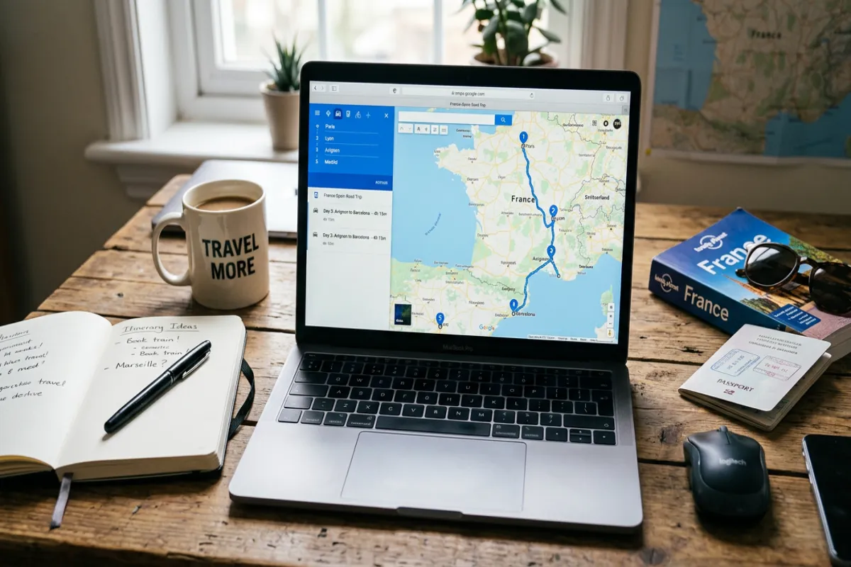 Google My Maps trip planning on laptop - creating a custom map