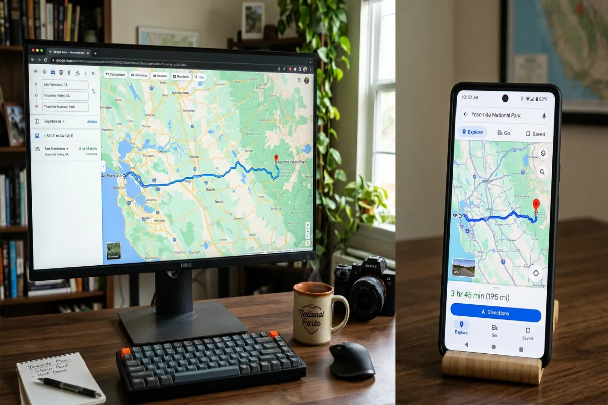 Google Maps synced on desktop and phone - tips and tricks