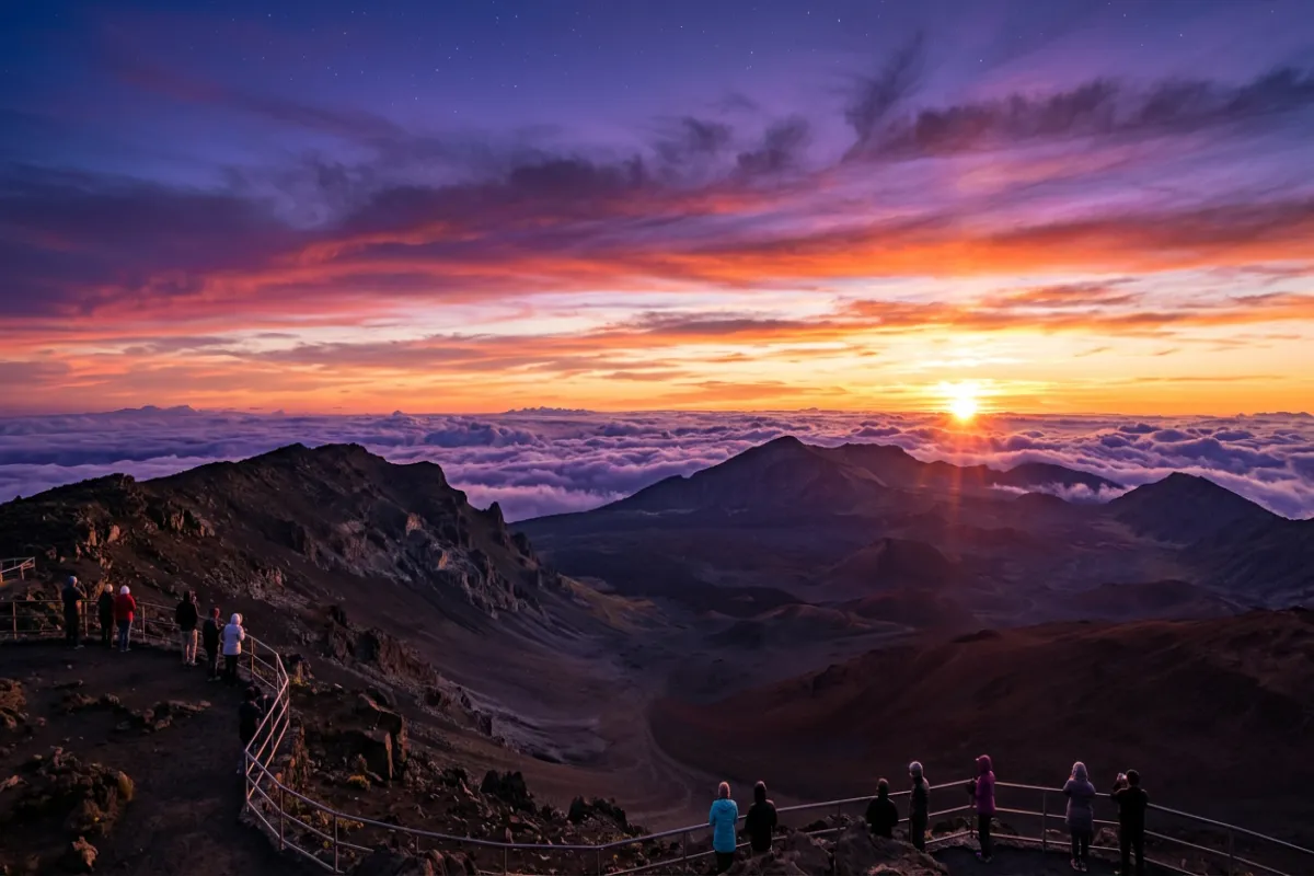 Maui itinerary highlight - sunrise from Haleakala Crater