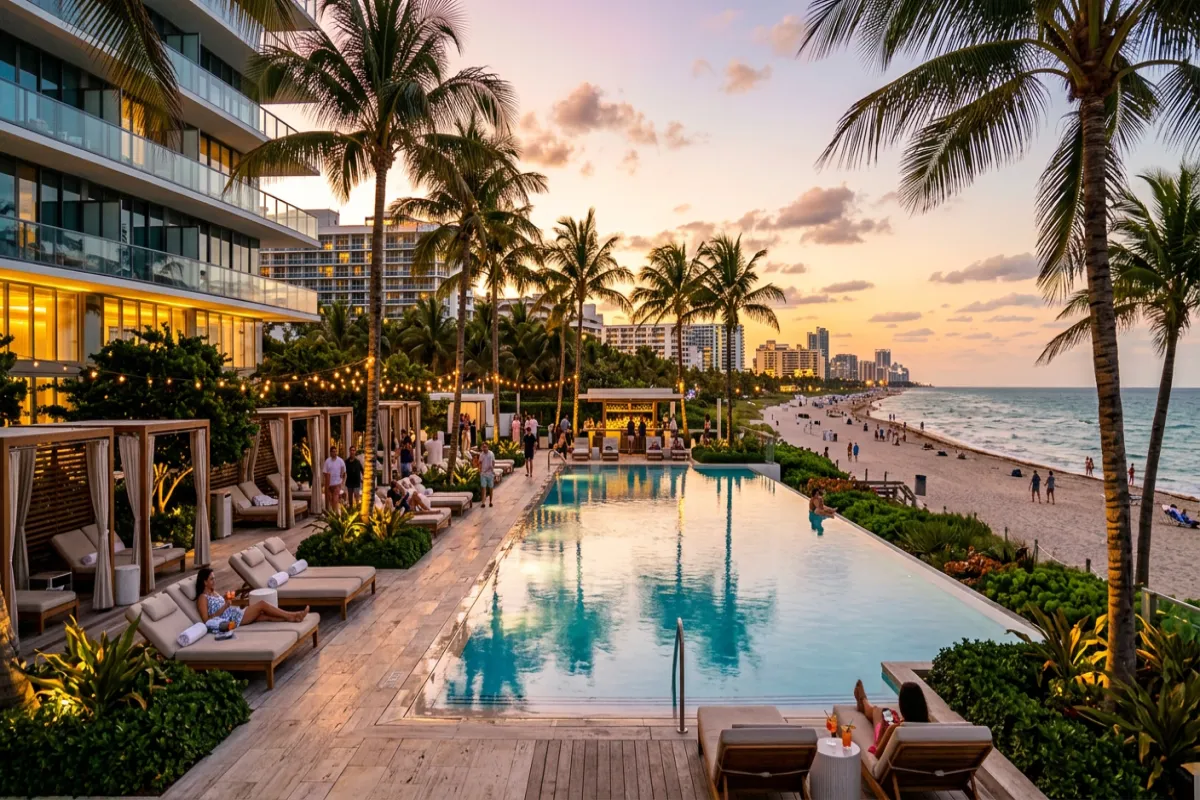 Where to stay in Miami - beachfront hotel pool overlooking the beach