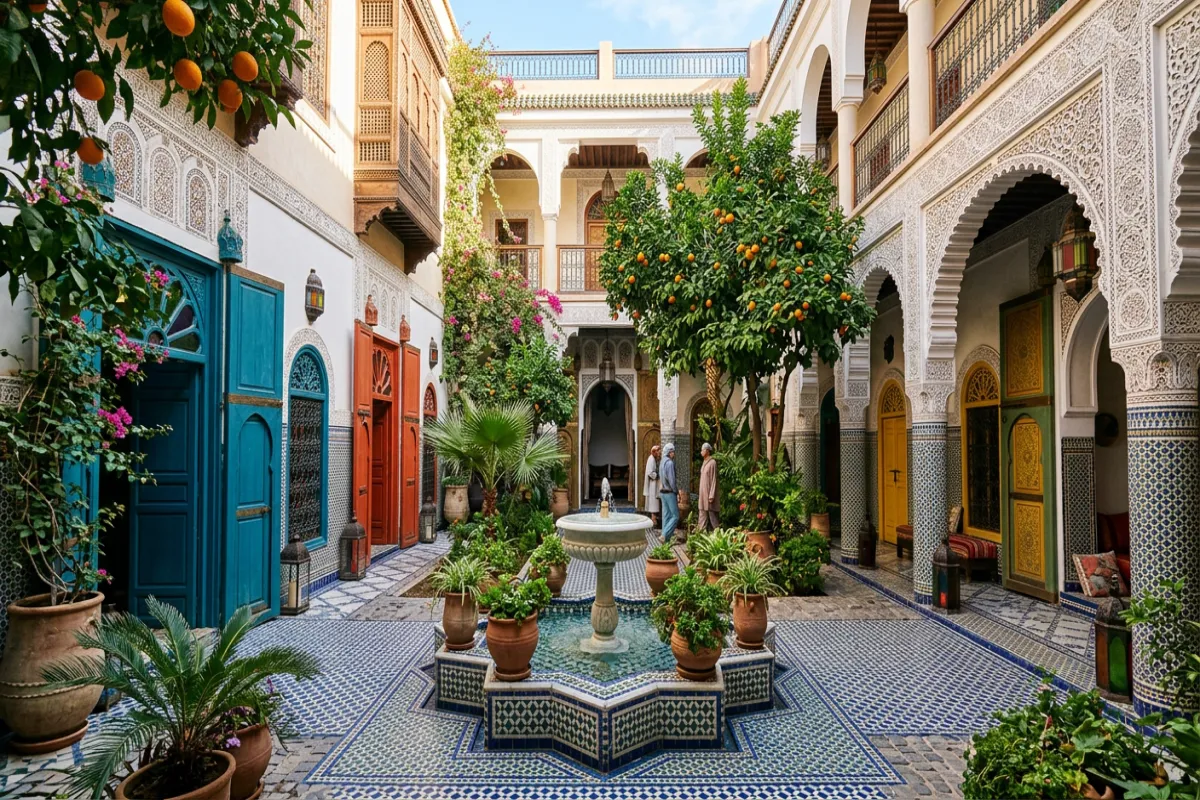 Moroccan riad courtyard - visiting North Africa