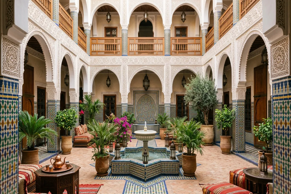 Moroccan riad interior - where to stay in Morocco