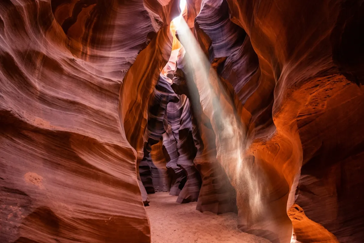 Antelope Canyon light beams in Arizona