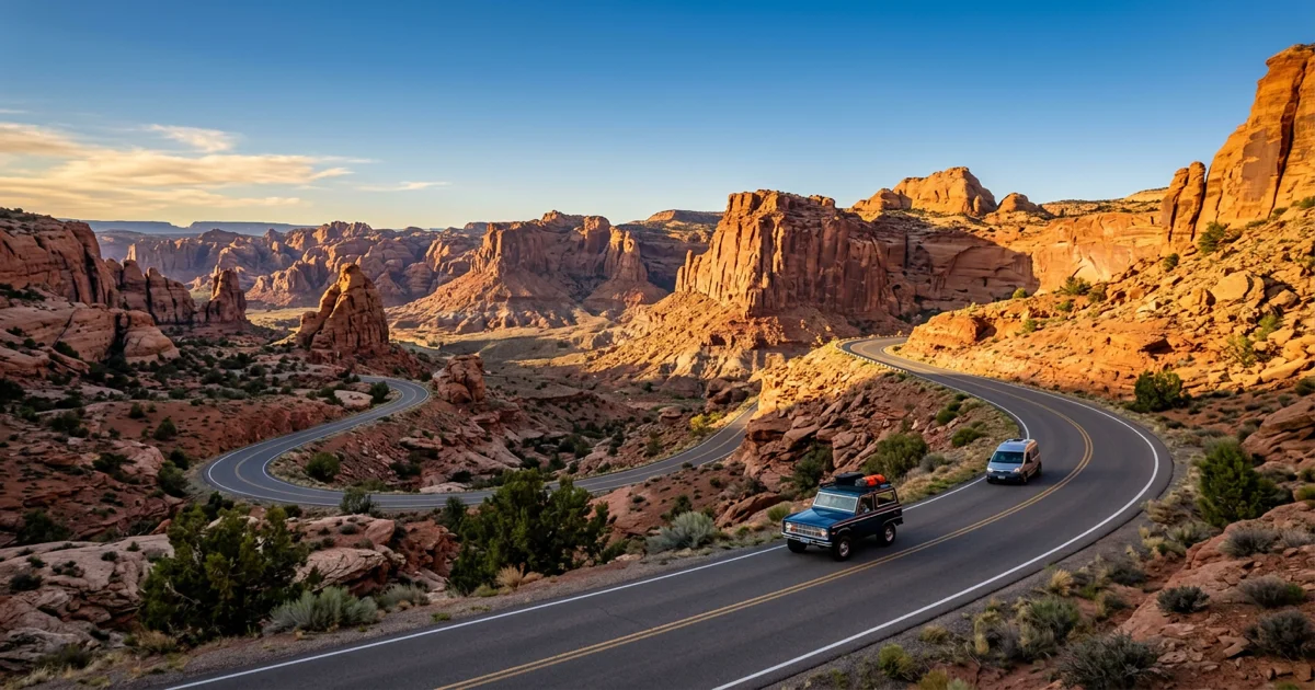 Scenic road through national park - national park road trip planner