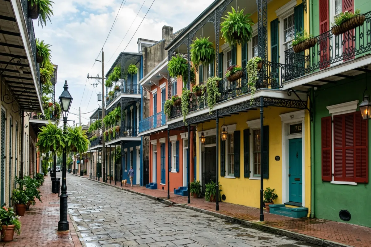 Where to stay in New Orleans - colorful Creole townhouses in the French Quarter