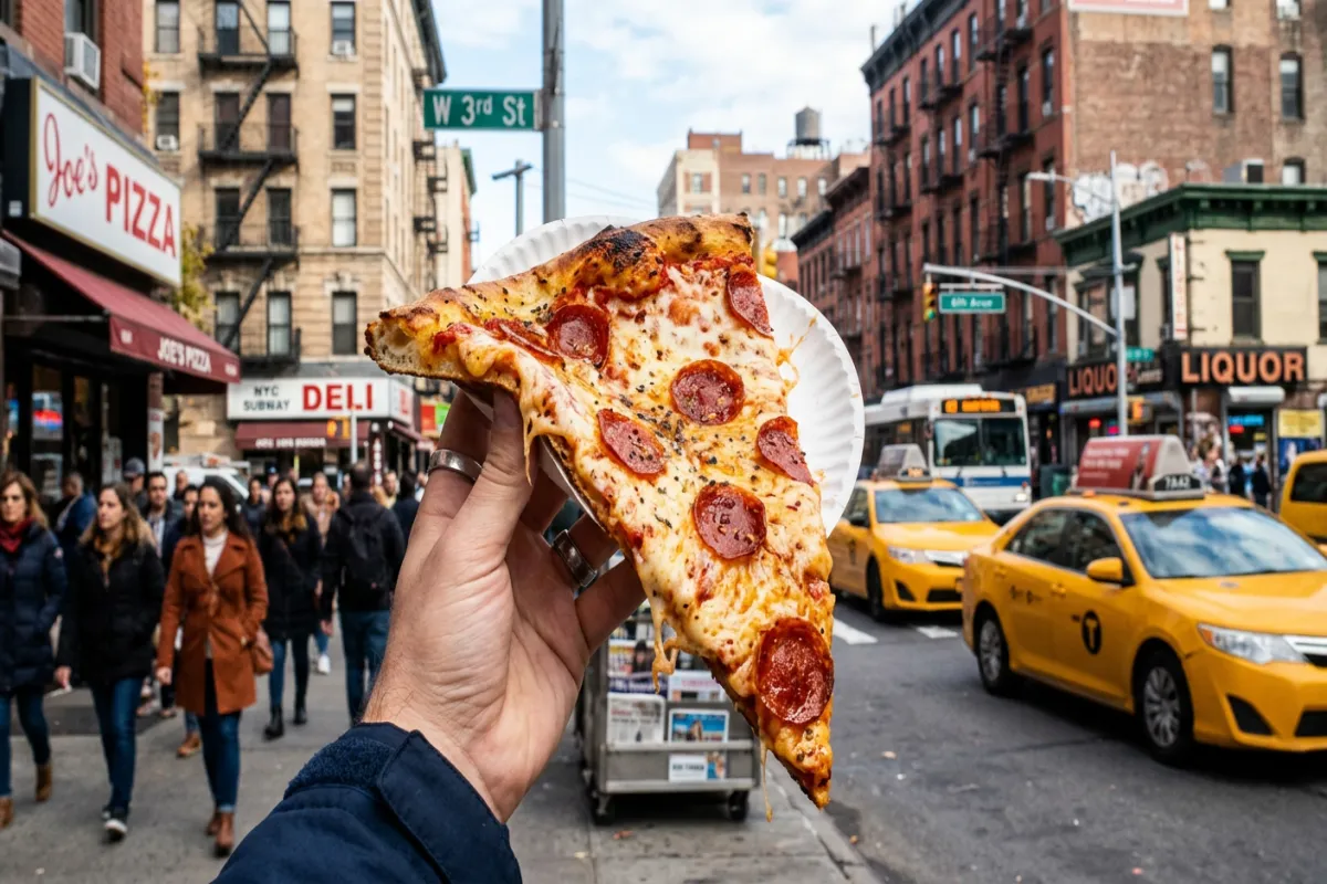 New York pizza slice - NYC food guide
