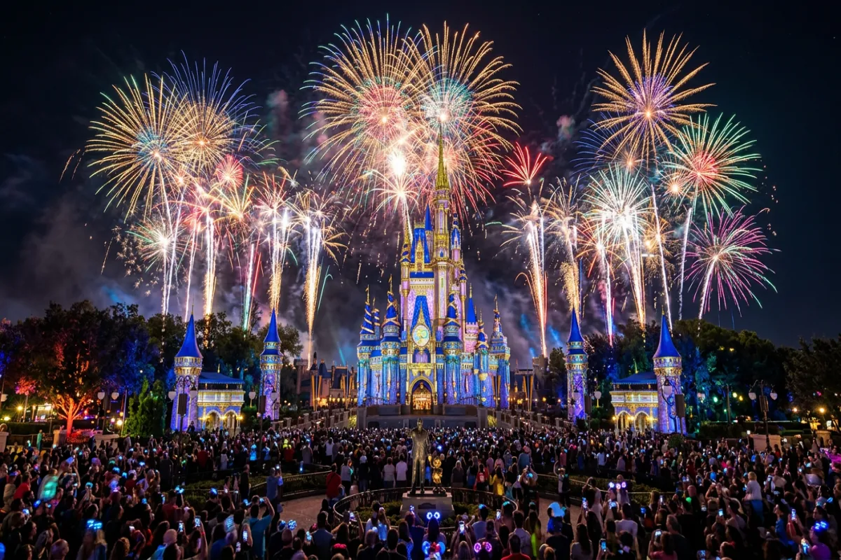 Orlando itinerary highlight - spectacular fireworks over the castle