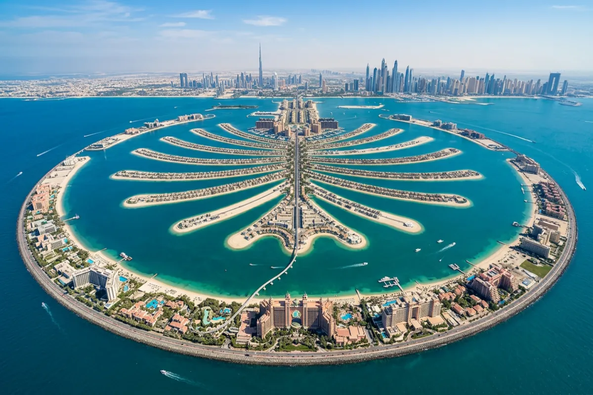 Palm Jumeirah Dubai aerial - where to stay