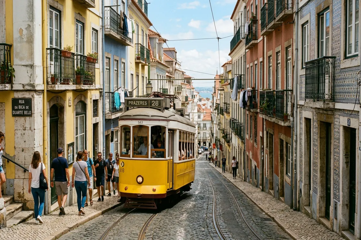 Lisbon yellow tram 28 - getting around Portugal