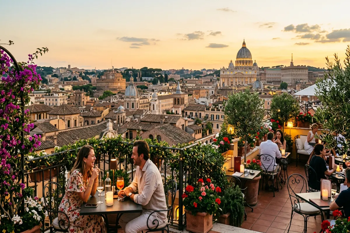 Where to stay in Rome - rooftop terrace with Vatican views