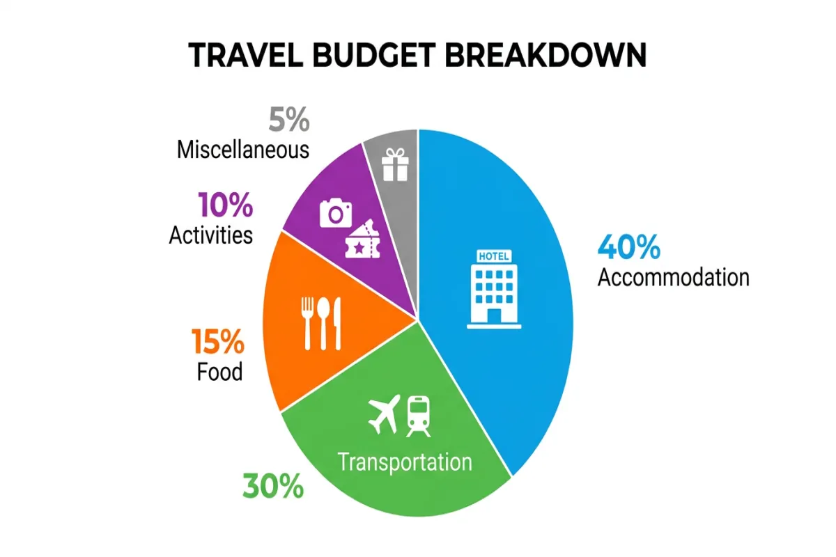 Travel budget split formula showing spending categories