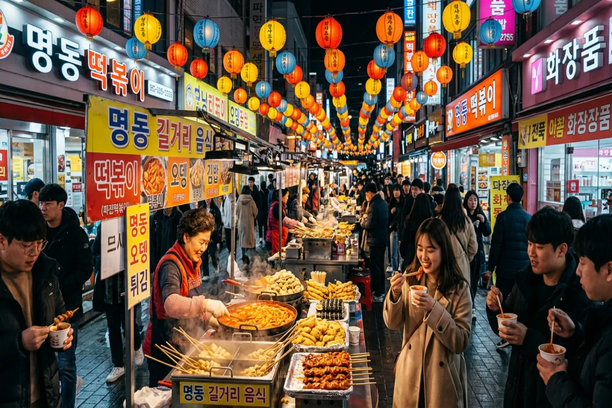 South Korea itinerary highlight - street food market in Seoul