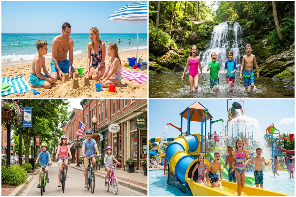 Summer vacation ideas for families with beach park and activities