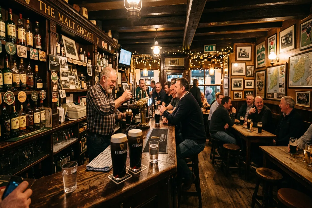 Traditional Irish pub with Guinness - food and drink in Ireland