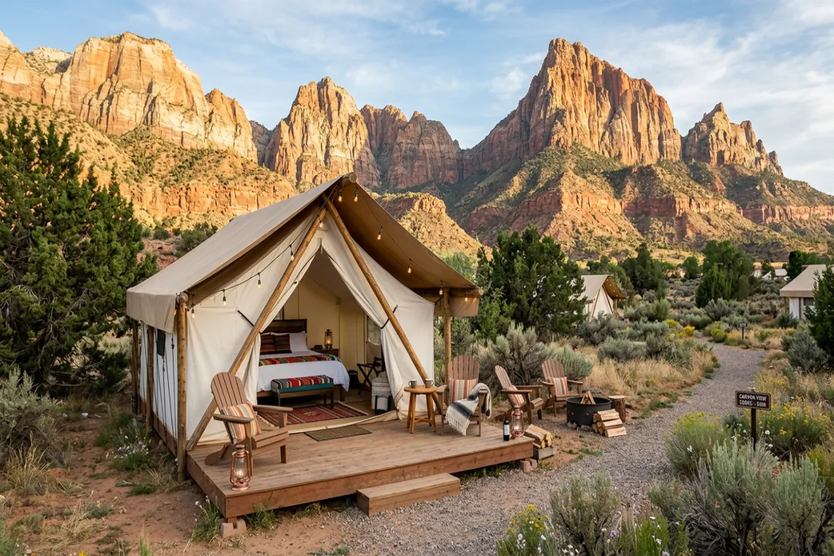Where to stay near Zion - glamping with canyon views